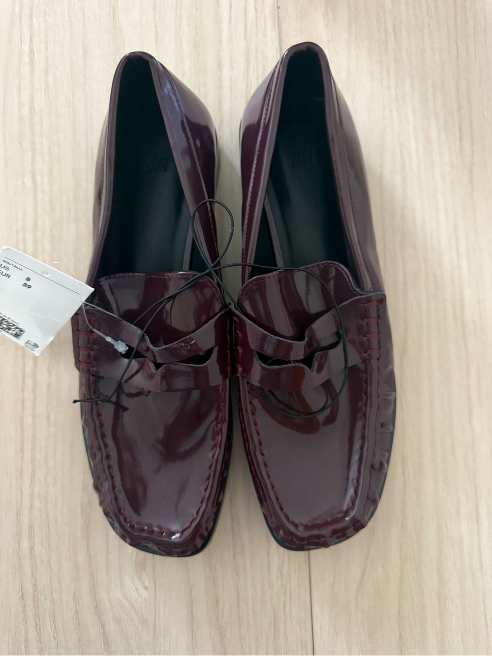 H&M Women's Patent Loafers in Deep Burgundy